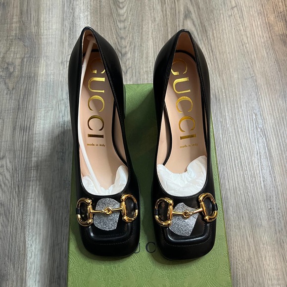 NEW Gucci Mid Heel Black Pumps Heels with Horsebit size 38 - Picture 3 of 7